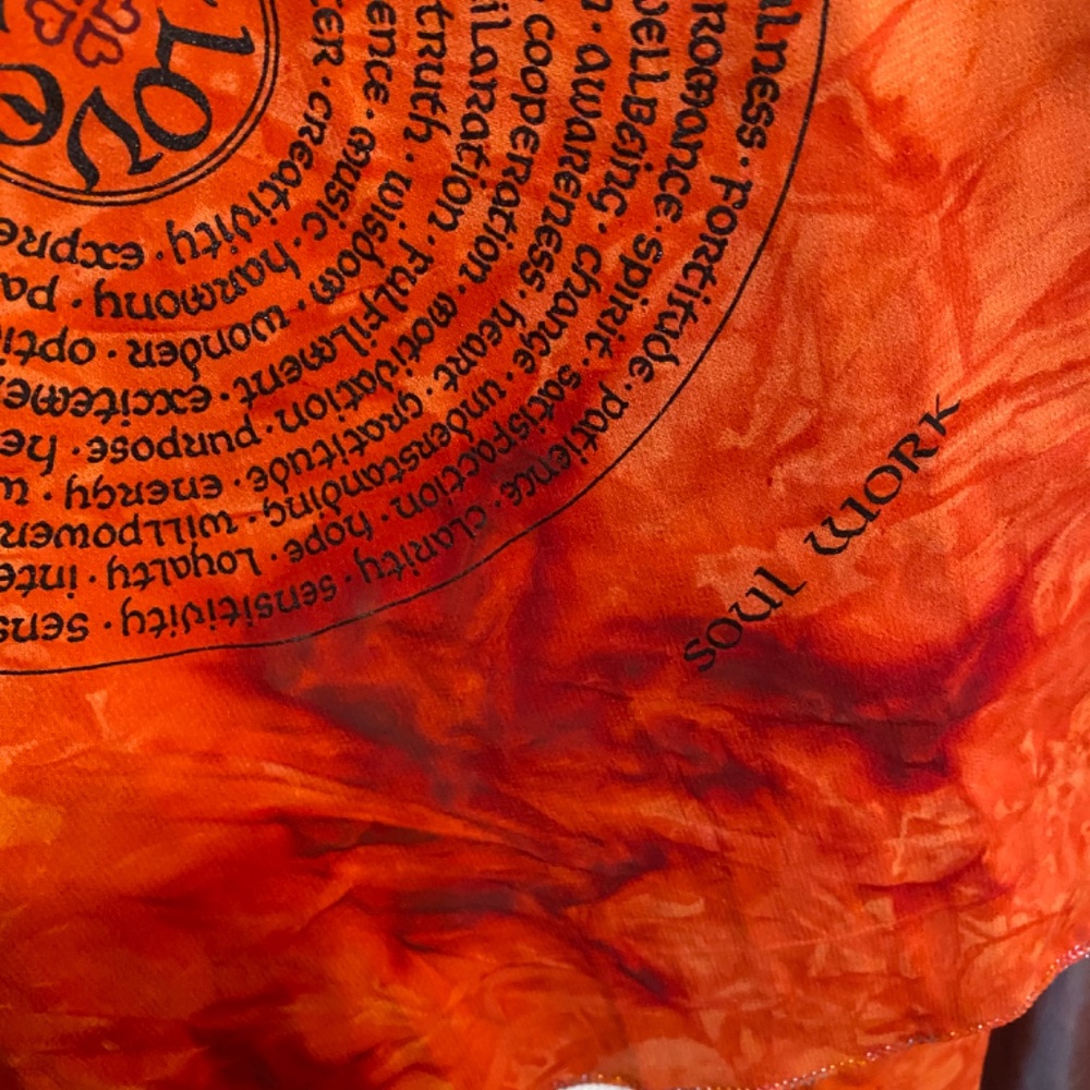 Silk tie dyed “Love” scarf. Handmade/handprinted - Picture 12 of 12